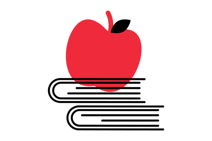 Apple sitting on books icon